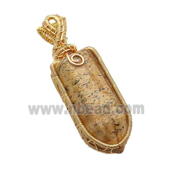 Picture Jasper Bullet Pendant Wire Wrapped