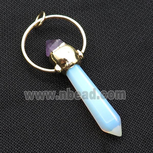 White Opalite Pendulum Pendant With Amethyst Gold Plated