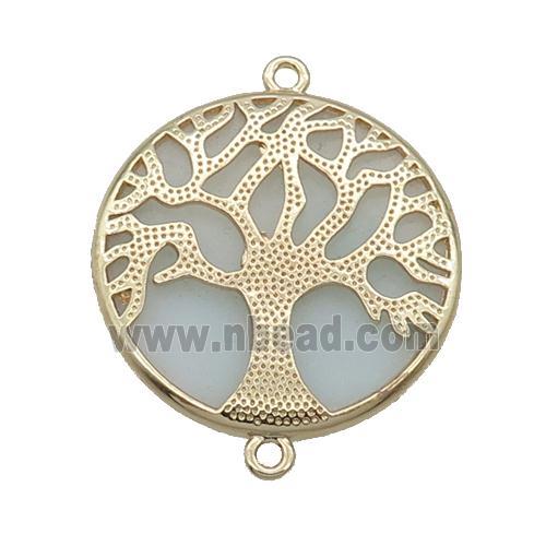 Amazonite Copper Connector Tree Of Life Circle Gold Plated