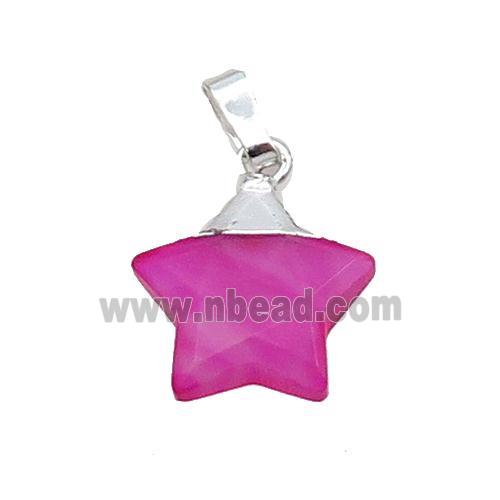 Hotpink Agate Star Pendant Dye Silver Plated