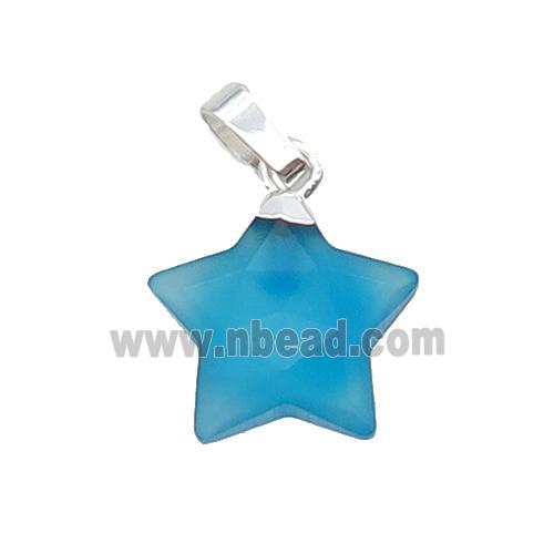 Blue Agate Star Pendant Dye Silver Plated