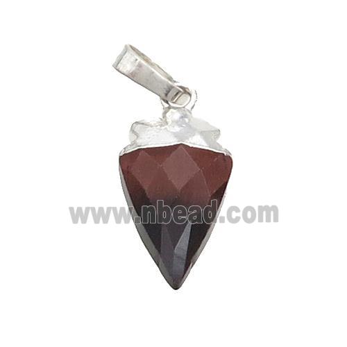 Red Tiger Eye Stone Arrowhead Pendant Silver Plated