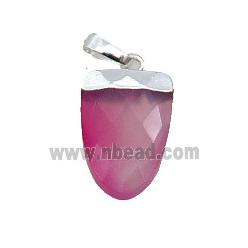 Hotpink Agate Tongue Pendant Dye Silver Plated