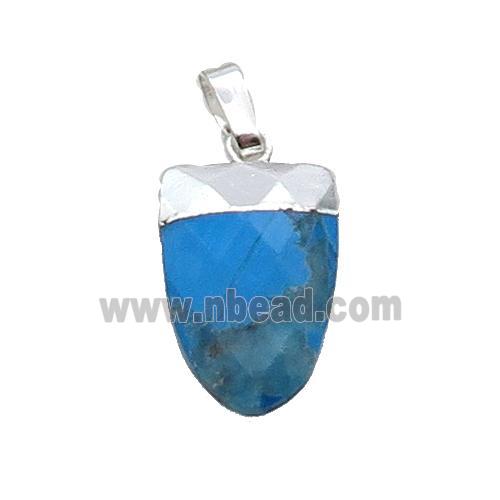 Blue Turquoise Tongue Pendant Dye Silver Plated