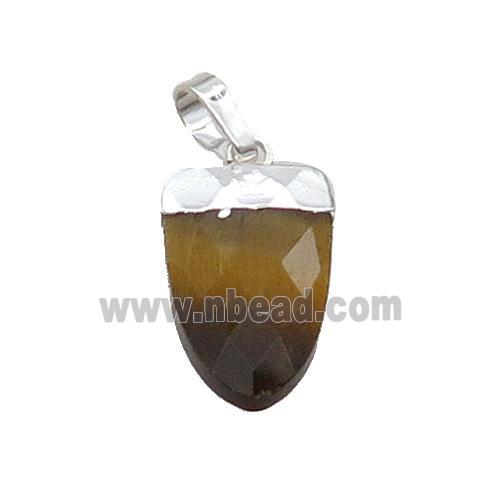 Tiger Eye Stone Tongue Pendant Silver Plated