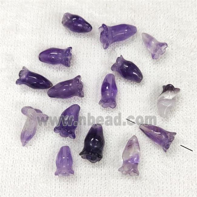 Amethyst Flower Beads Carved Purple