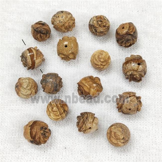 Picture Jasper Flower Beads Carved