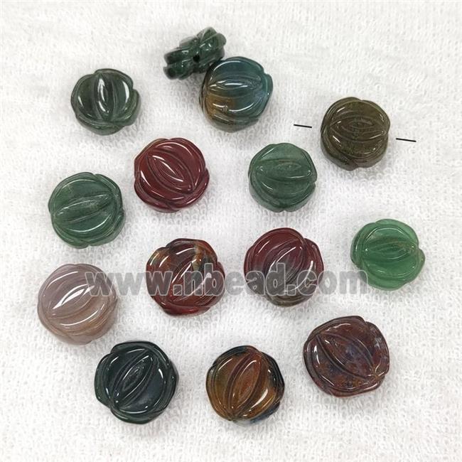 Indian Agate Flower Beads Carved