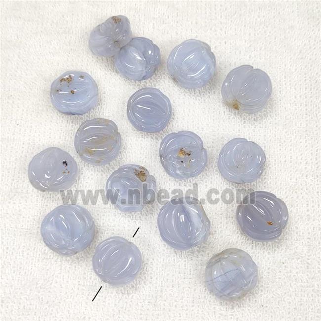 Blue Lace Agate Flower Beads Carved