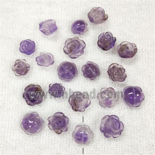 Purple Amethyst Flower Beads Carved