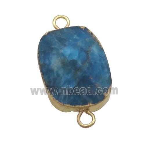 Blue Apatite Oval Connector Point Gold Plated
