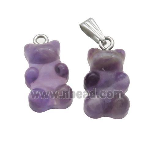 Purple Amethyst Bear Pendant