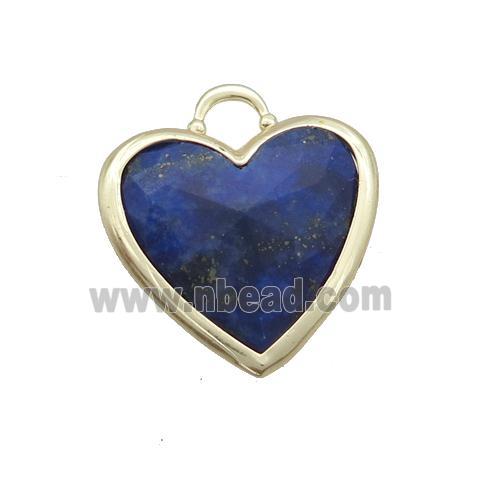 Blue Lapis Lazuli Heart Pendant Faceted Gold Plated