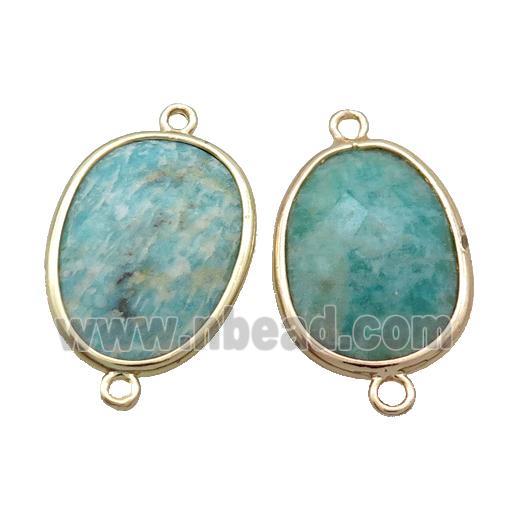 Green Aventurine Connector Faceted Oval Gold Plated