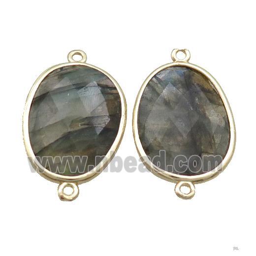 Labradorite Connector Faceted Oval Gold Plated
