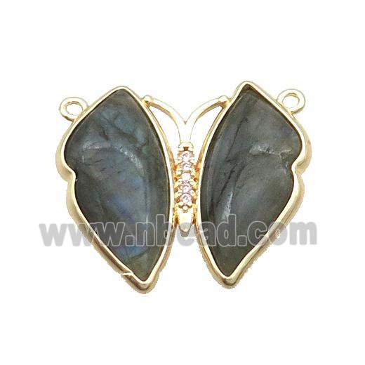 Labradorite Butterfly Pendant With 2loops Copper Gold Plated