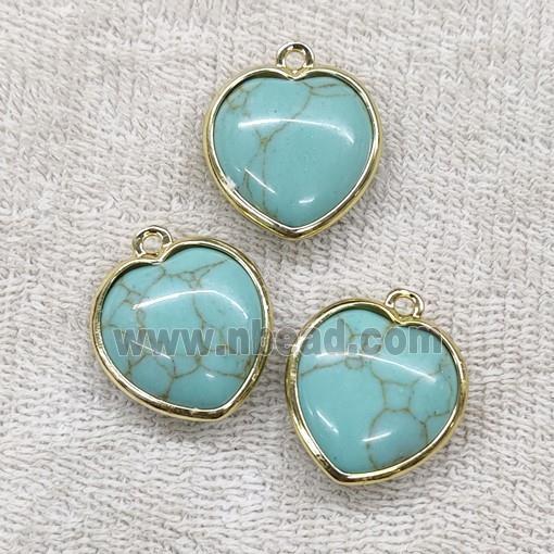 Green Turquoise Heart Pendant Dye Gold Plated