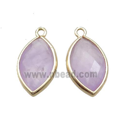 Natural Amethyst Pendant Lt.purple Faceted Horseeye Gold Plated