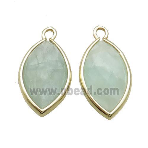 Natural Fluorite Pendant Green Faceted Horseeye Gold Plated