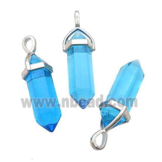 Blue Glass Bullet Pendant