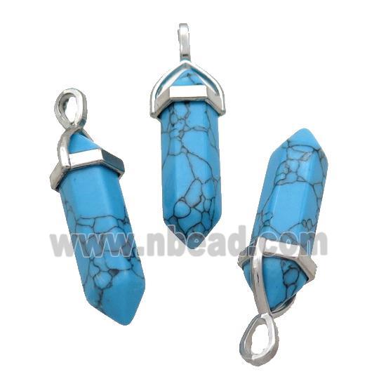 Blue Synthetic Turquoise Bullet Pendant