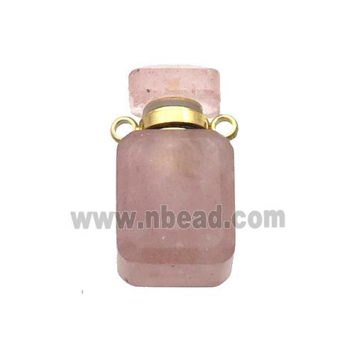 Natural Pink Strawberry Quartz Perfume Bottle Pendant