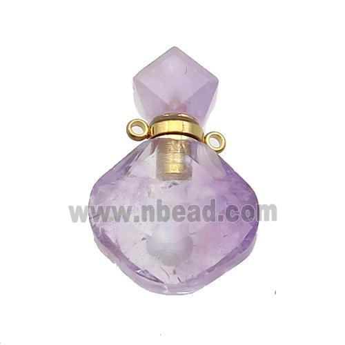 Natural Amethyst Perfume Bottle Pendant Lt.purple