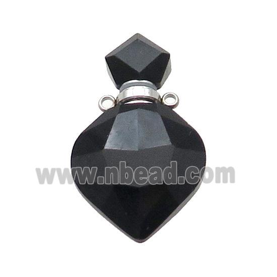 Natural Black Onyx Agate Perfume Bottle Pendant