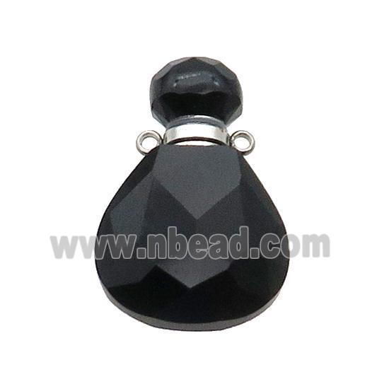Natural Black Onyx Agate Perfume Bottle Pendant