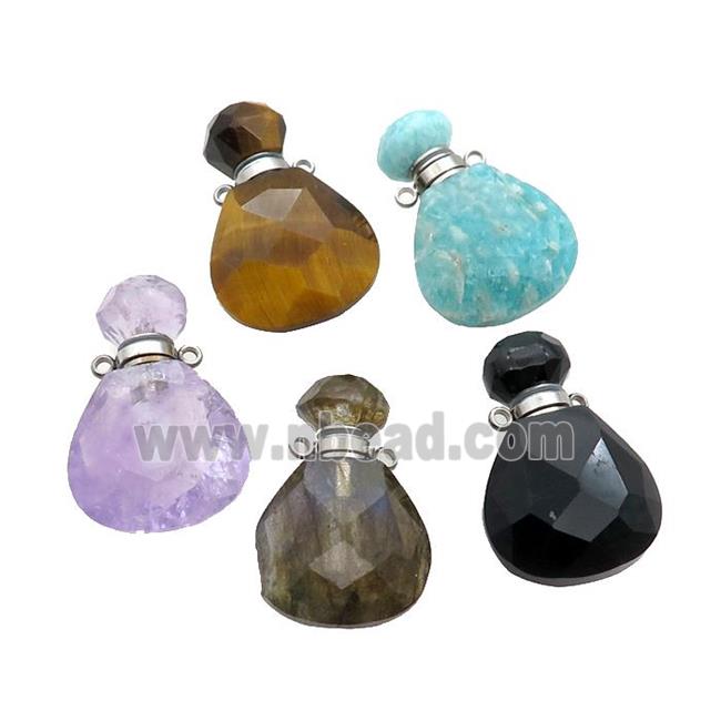Natural Gemstone Perfume Bottle Pendant Mixed