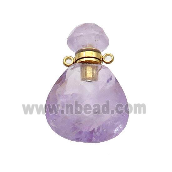 Natural Amethyst Perfume Bottle Pendant Lt.purple