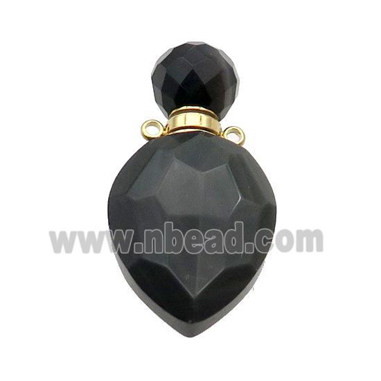 Natural Black Onyx AGate Perfume Bottle Pendant