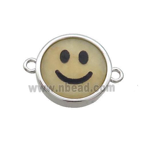 Yellow Aventurine Emoji Connector Smileface Circle Platinum Plated