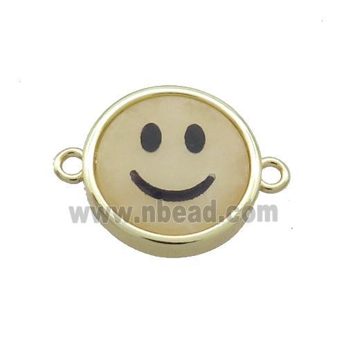 Yellow Aventurine Emoji Connector Smileface Circle Gold Plated