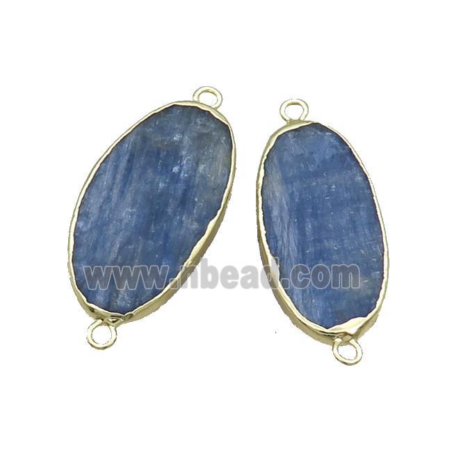Natural Kyanite Connector Oval Gold Plated