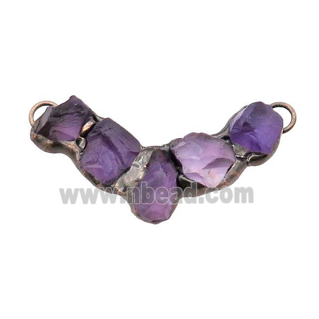 Natural Amethyst Pendant Purple 2Loops Antique Red