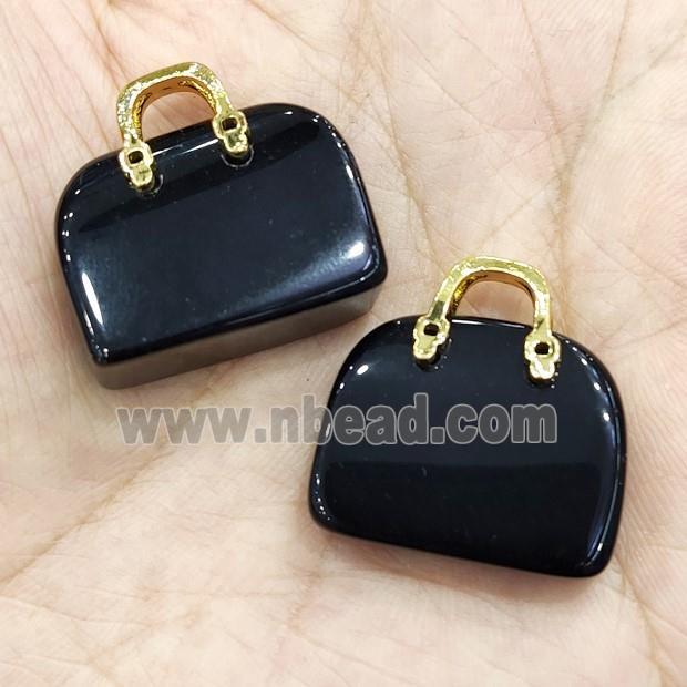 Natural Black Onyx Agate Bag Pendant