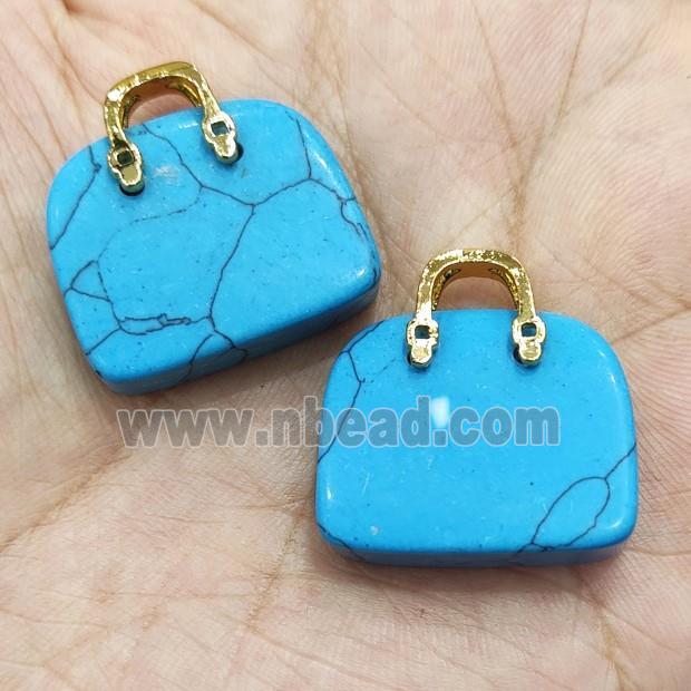 Blue Synthetic Turquoise Bag Pendant