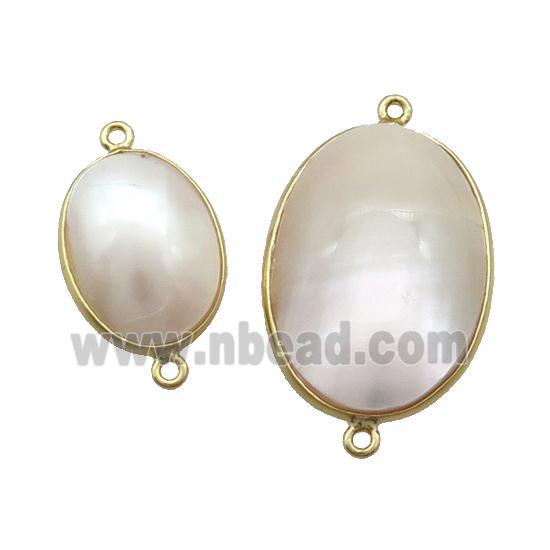 White Sea Shell Oval Connector Gold Plated