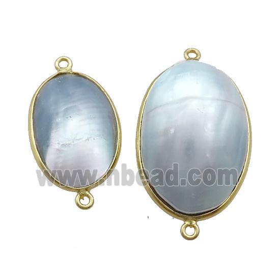 Gray Sea Shell Oval Connector Gold Plated