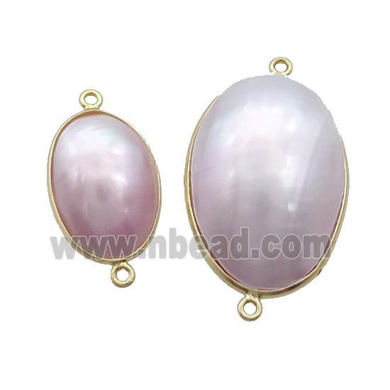 Pink Sea Shell Oval Connector Gold Plated
