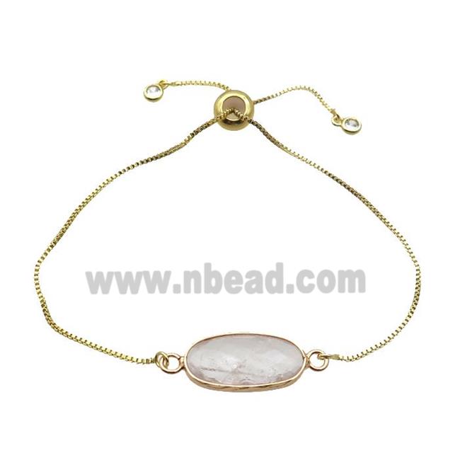 Copper Bracelet With Clear Quartz Adjustable Gold Plated