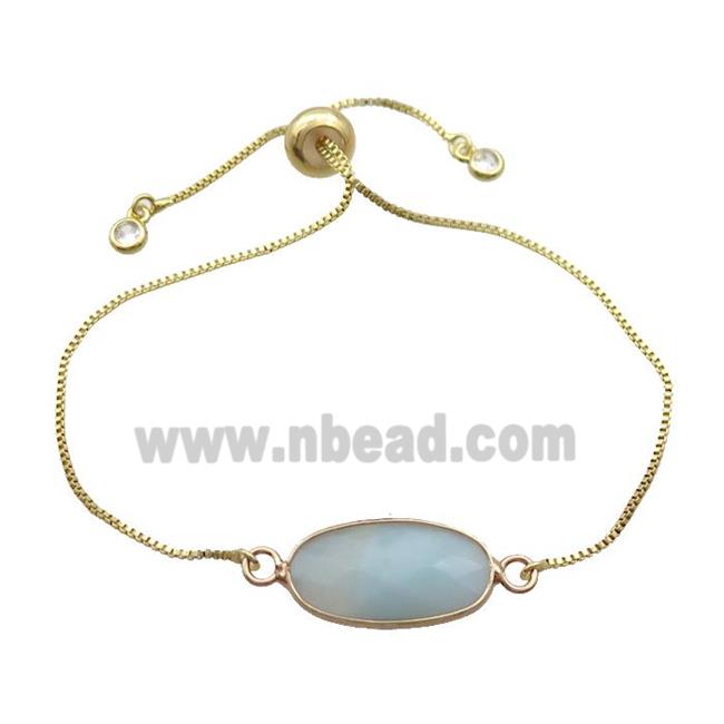Copper Bracelet With Blue Amazonite Adjustable Gold Plated