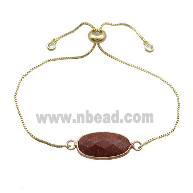 Copper Bracelet With Gold Sandstone Adjustable Gold Plated