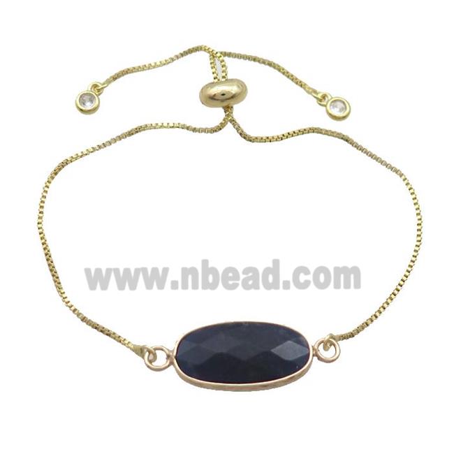 Copper Bracelet With Blue Sodalite Adjustable Gold Plated