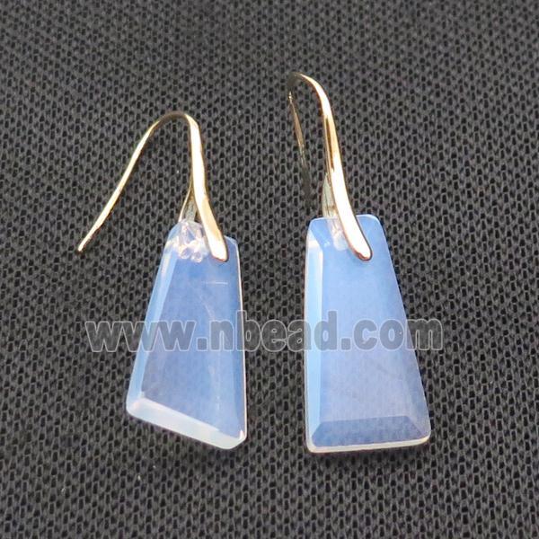 Natural White Opalite Hook Earring Trapeziform Copper Gold Plated