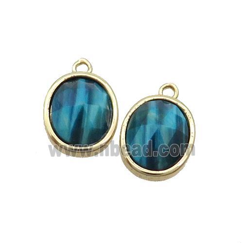 Blue Tiger Eye Stone Oval Pendant Gold Plated