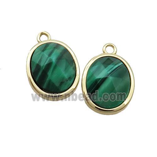Green Tiger Eye Stone Oval Pendant Gold Plated