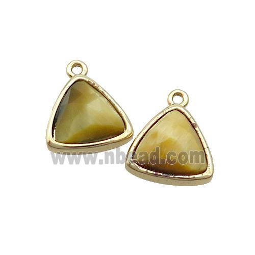 Golden Tiger Eye Stone Triangle Pendant Gold Plated