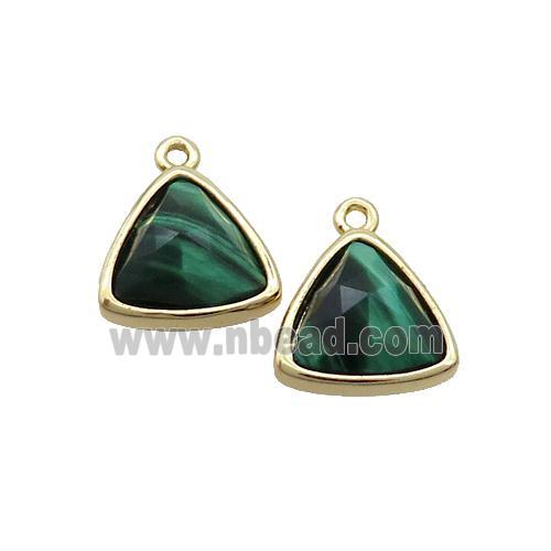 Green Tiger Eye Stone Triangle Pendant Gold Plated